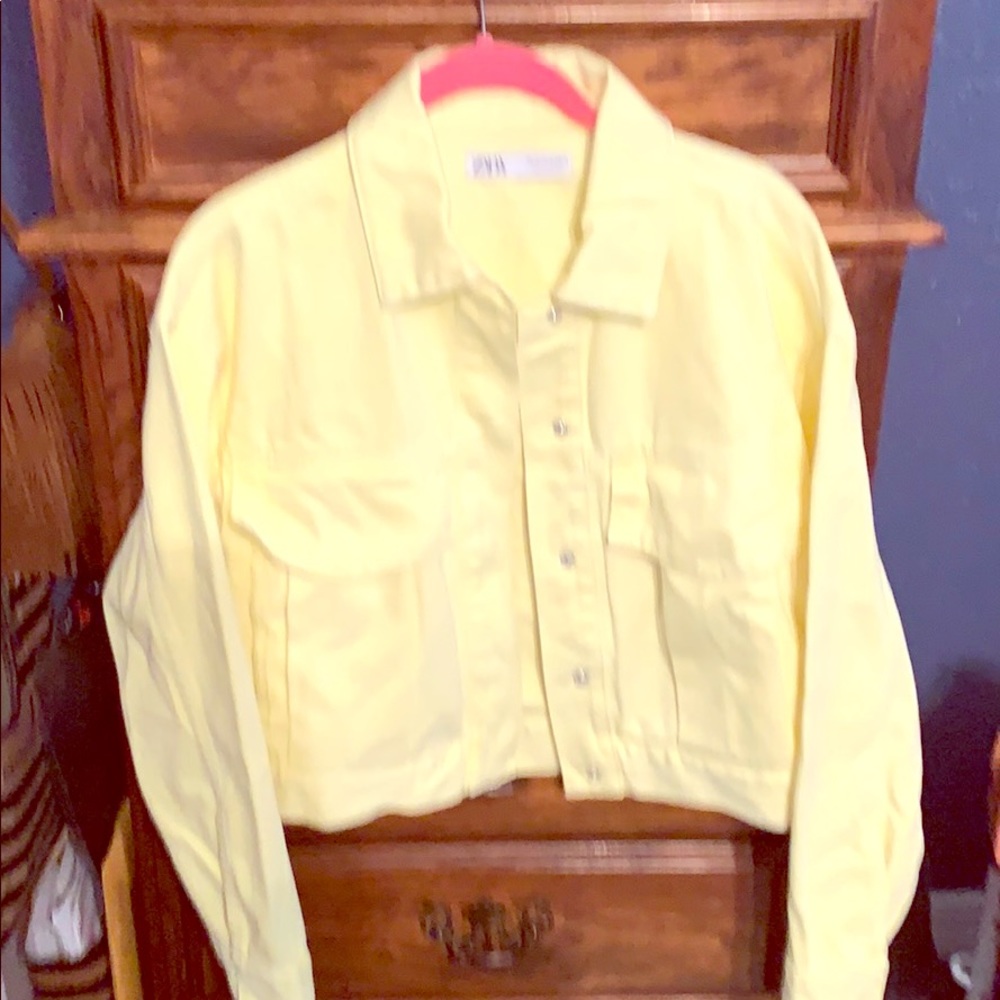 Zara Yellow Denim Jacket Size S